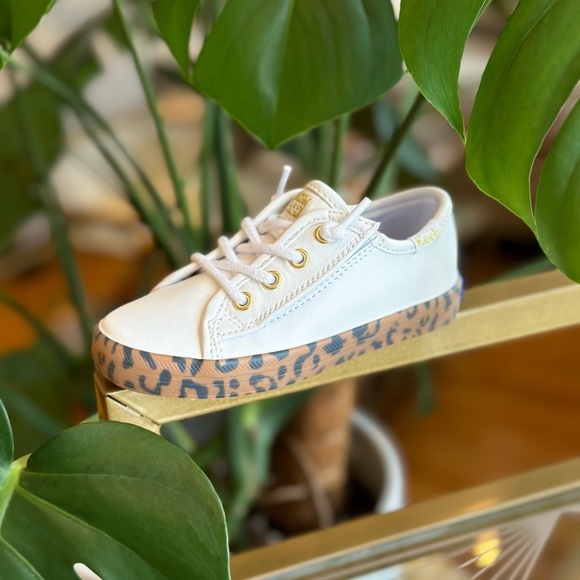 NWT Keds Special Edition Girls White, Gold & Leopard Sneakers w/ Velcro Size 6.5 - Picture 9 of 16